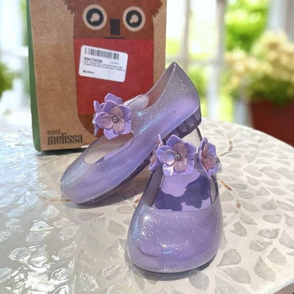 Mini Melissa Ultragirl Flower II Glitter Purple Jelly Shoes Toddler Size 7 NWT - Picture 5 of 10